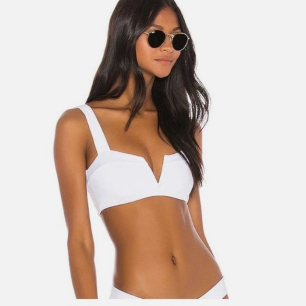 L*Space Lee Lee Ribbed Bikini Top in White Size D